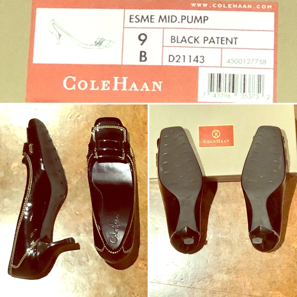 Cole Haan Esme black patent heels/pumps, size 9B